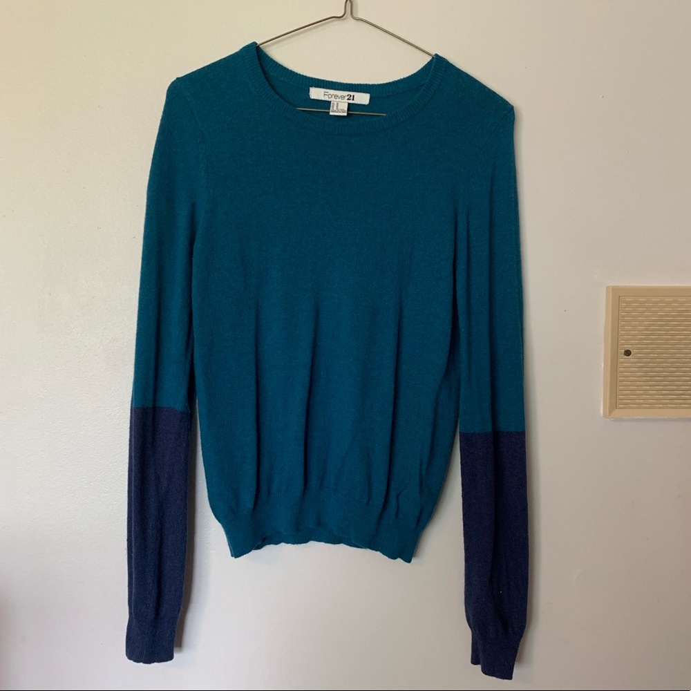 Forever21 teal and navy sweater
